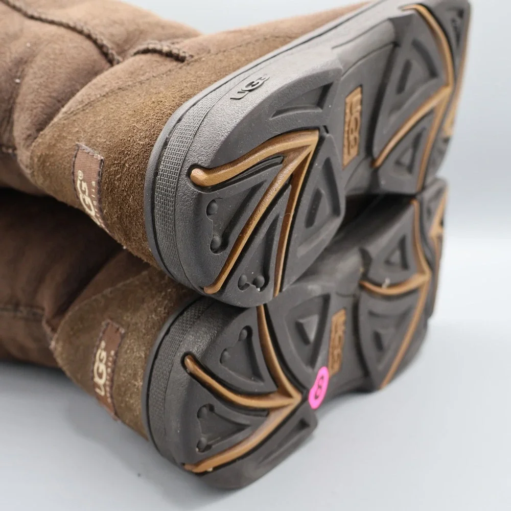 UGGUltimate Cuff Sheepskin Lined Boots Women 8 Brown‎ Lace Up Warm Boho Bohemian